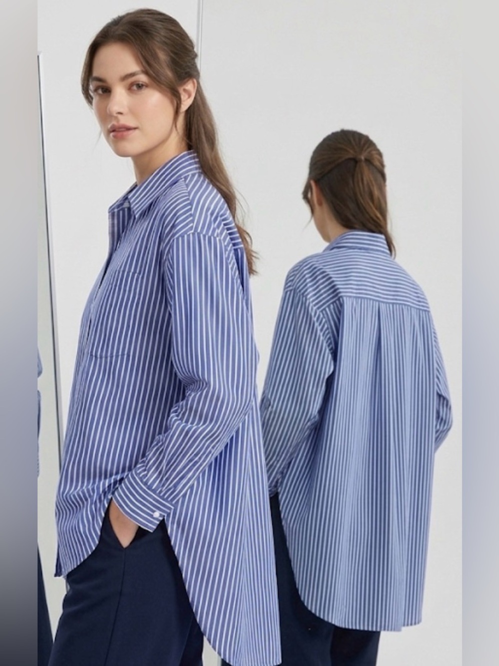 Classic Blue Stripe Button-Down Shirt - Women's